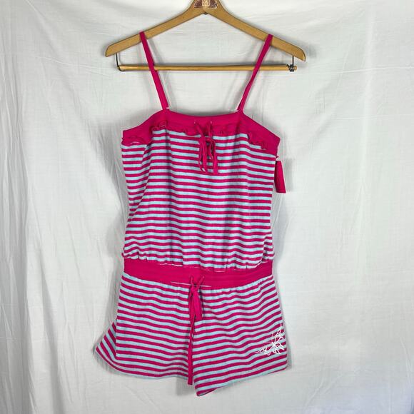 Betsey Johnson Other - NWT Betsey Johnson Intimates Romper Womens Medium Baby Terry Blue Pink Striped